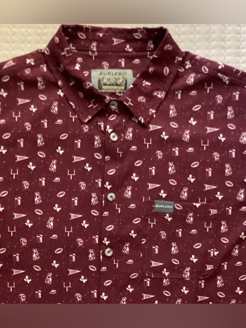 Texas A&M Burlebo Short Sleeve Button Up Shirt Men’s XL Football Howdy Gig Em